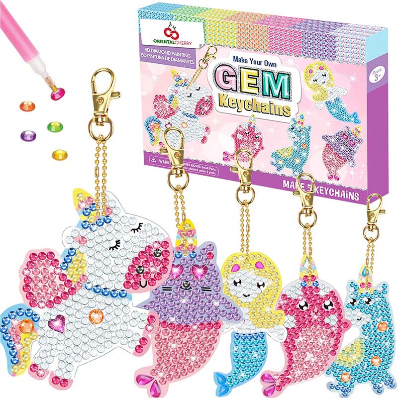 5D Diamant Keychains Kids DIY Art Crafts