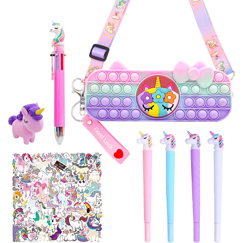 Unicorn Bleistift Case Unicorn Stationär Set fir Meedercher